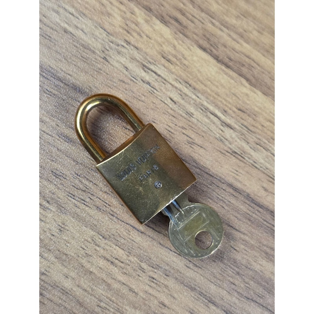 Louis Vuitton Padlock and Key 212 Gold Brass Good Authentic LV Charm Accessory - Picture 2 of 4